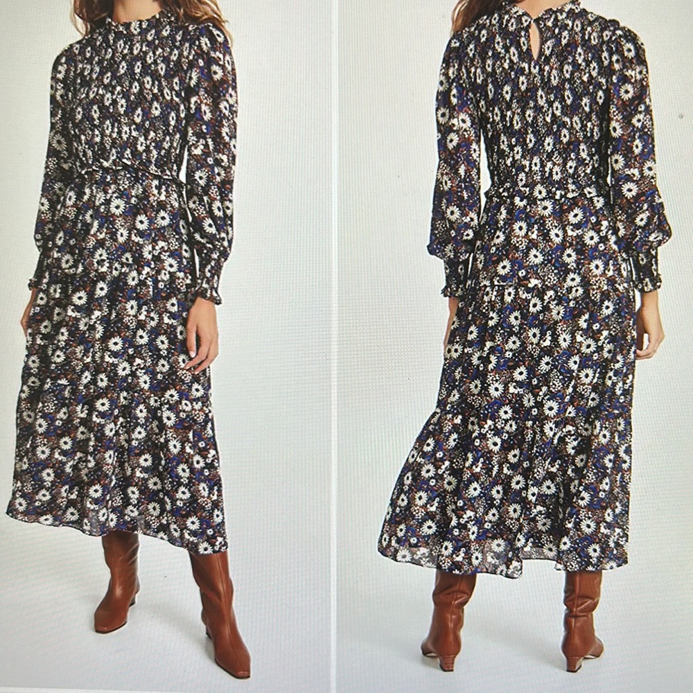 Moon River Daisy Floral Midi Dress